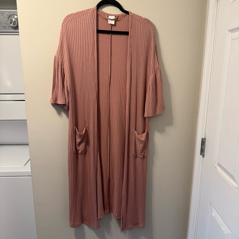 Stars Above Pink Ribbed Robe - Picture 2 of 5